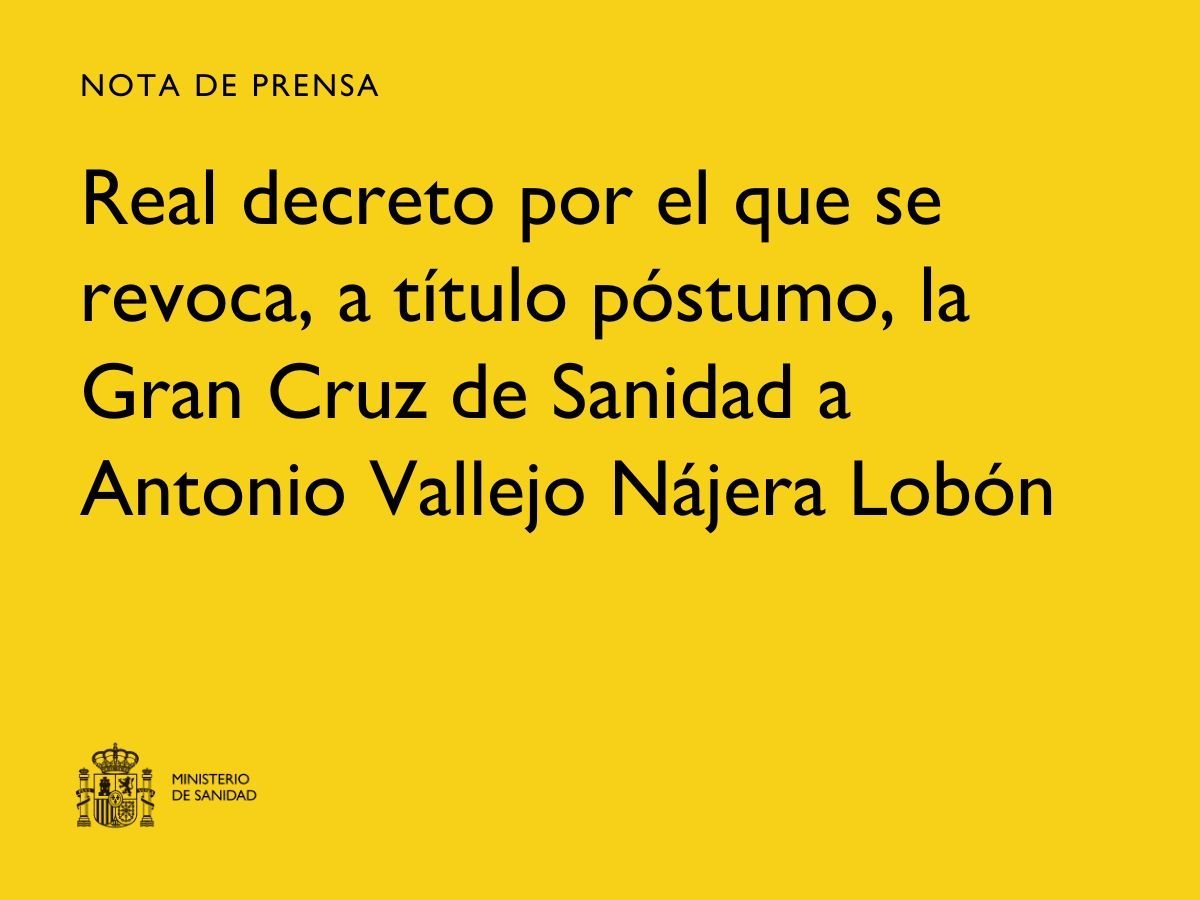 El Gobierno revoca la Gran Cruz de Sanidad a Antonio Vallejo Nájera por su papel en la represión franquista